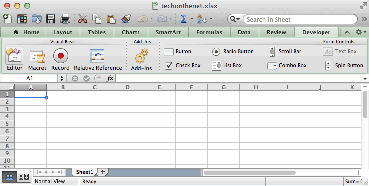spin button excel for mac